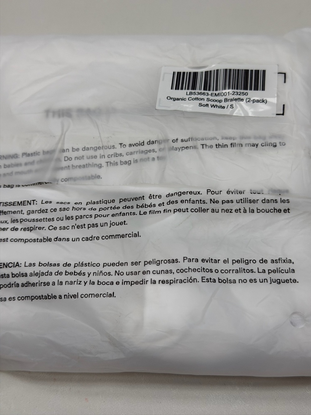 NWOT QUINCE Pack Of 2 Organic Cotton Scoop Bralette Small Soft White 0330 - Picture 6 of 9